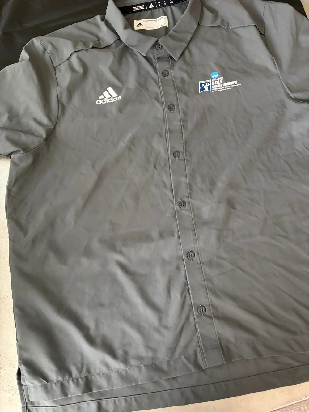 Adidas ASU Men’s Gray Short-Sleeve Button-Down Golf Shirt